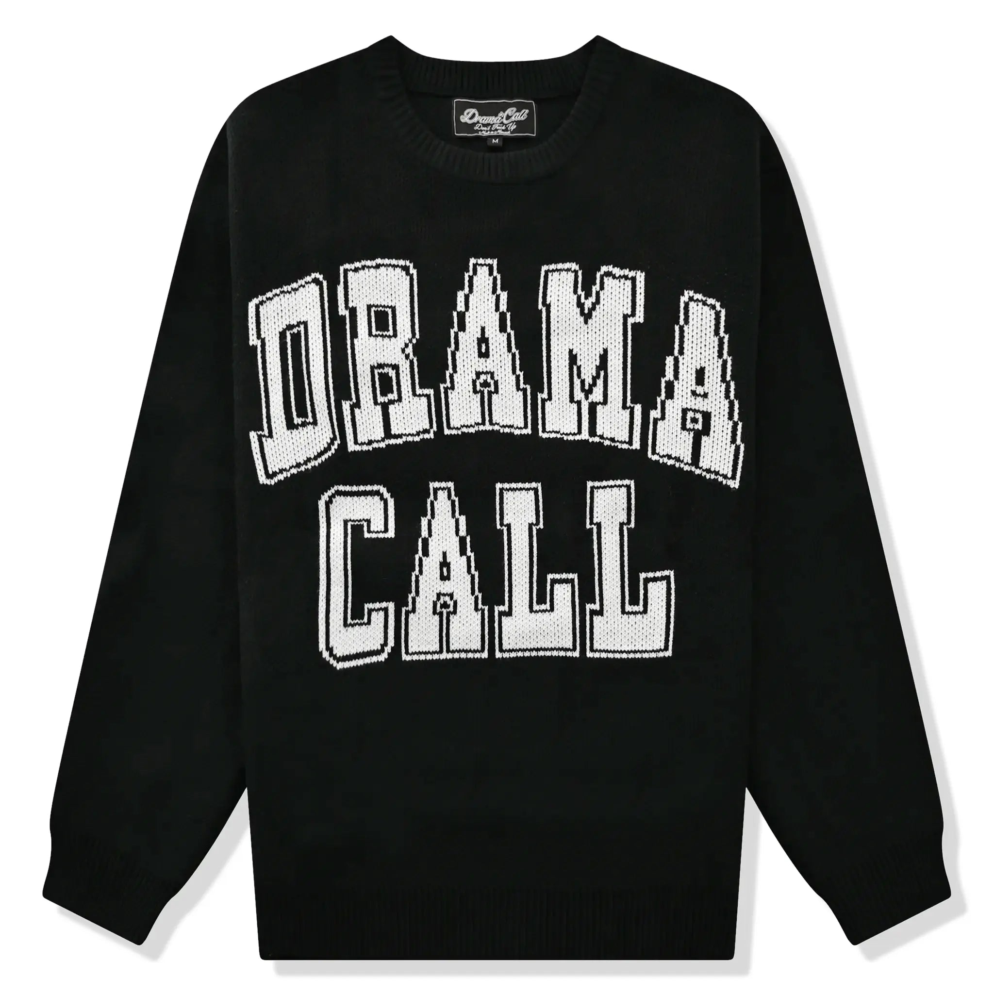 Drama Call Black and White Knit Sweatshirt for Women - Cozy Pullover with Trendy Graphic Design | Perfect for Casual Outfits, Streetwear Fashion, and Winter Layering