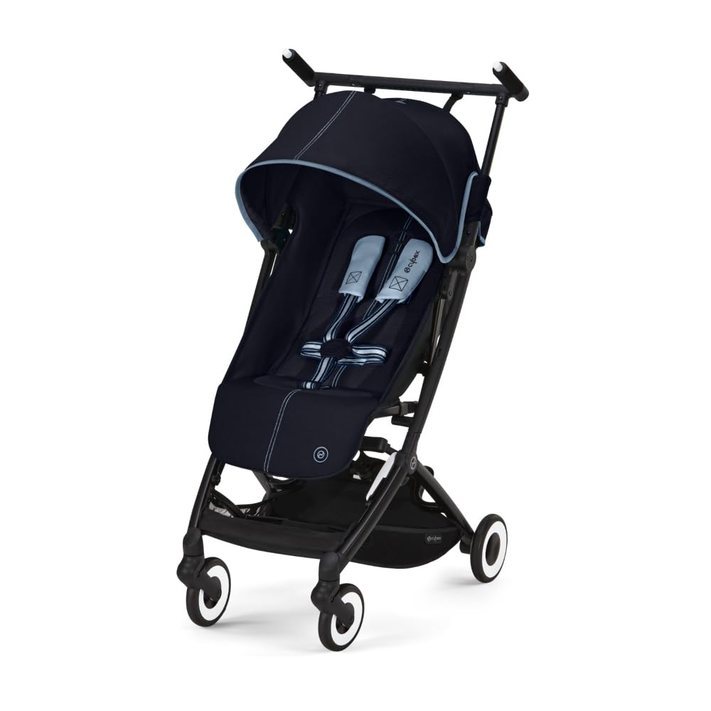 Cybex Libelle Lightweight Compact Travel Baby Stroller - FAA Approved Carry-On Foldable Stroller with One-Hand Recline | Compatible with CYBEX Car Seats | Ocean Blue | Perfect for Air Travel, City Walks & Daily Errands