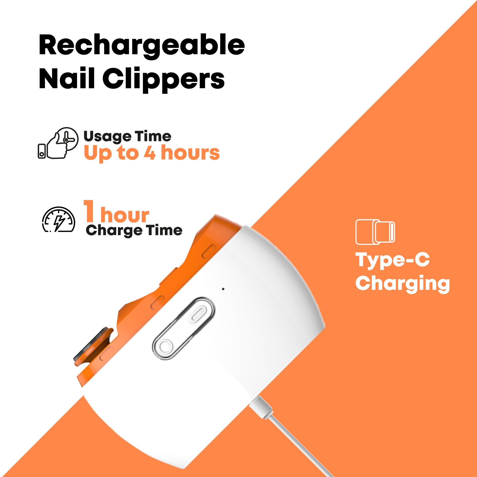 Electric Automatic Nail Clipper & Trimmer - 2-in-1 Rechargeable Nail File Grinder for Baby, Adults & Seniors - LED Manicure Polisher for Smooth Nails - Perfect for Home, Travel & Salon Use