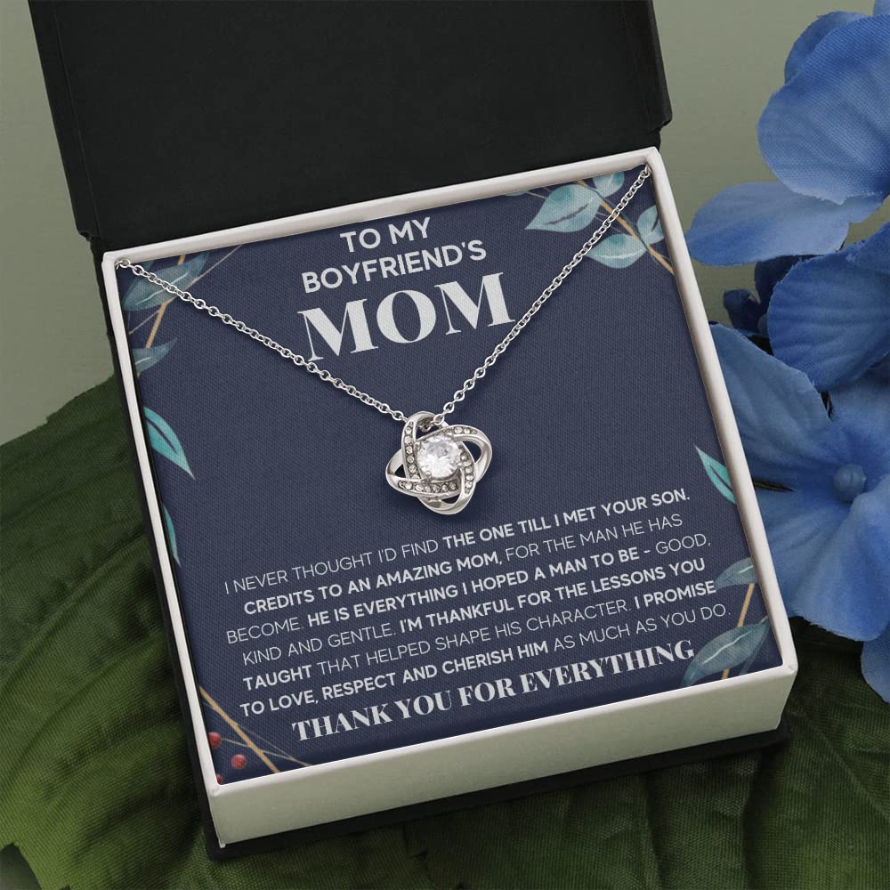 Boyfriend's Mom Necklace - Future Mother-in-Law Jewelry Gift for Christmas & Mother's Day - Engraved Message Card & Gift Box - Thoughtful Present for Boyfriend's Mother (Standard Box, Blue Green) - Perfect for Special Occasions & Showing Appreciation