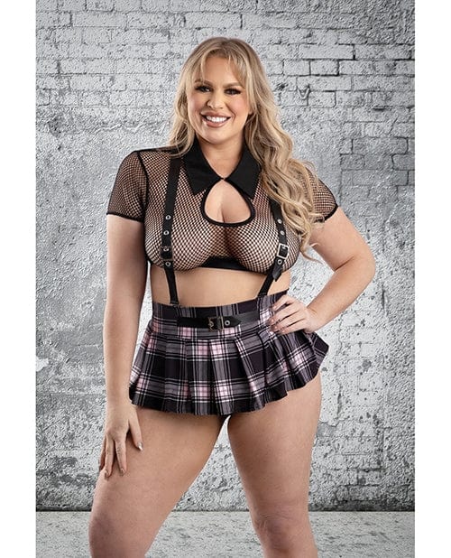 Play Skipping Class 4-Piece Outfit Set - Black/Pink - Size 1X/2X - Perfect for Casual Wear, Street Fashion & Everyday Comfort