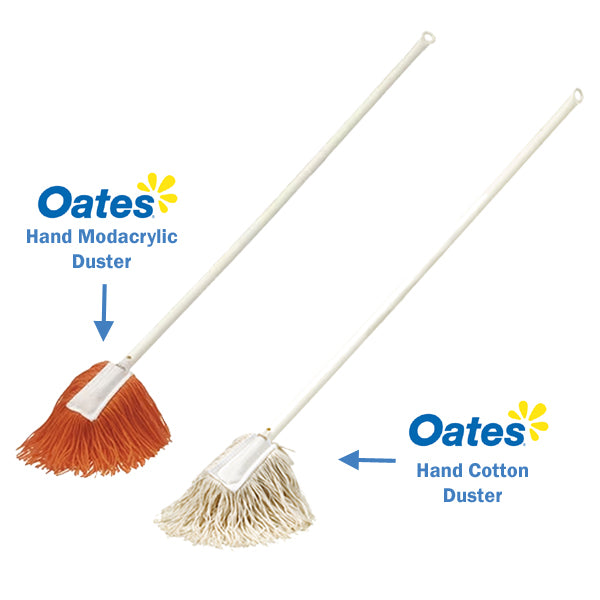 Oates Hand Duster with Long Handle 900mm - Cotton or Modacrylic Feather Duster for Home Cleaning, Dusting Ceiling Fans, Shelves, and Hard-to-Reach Areas