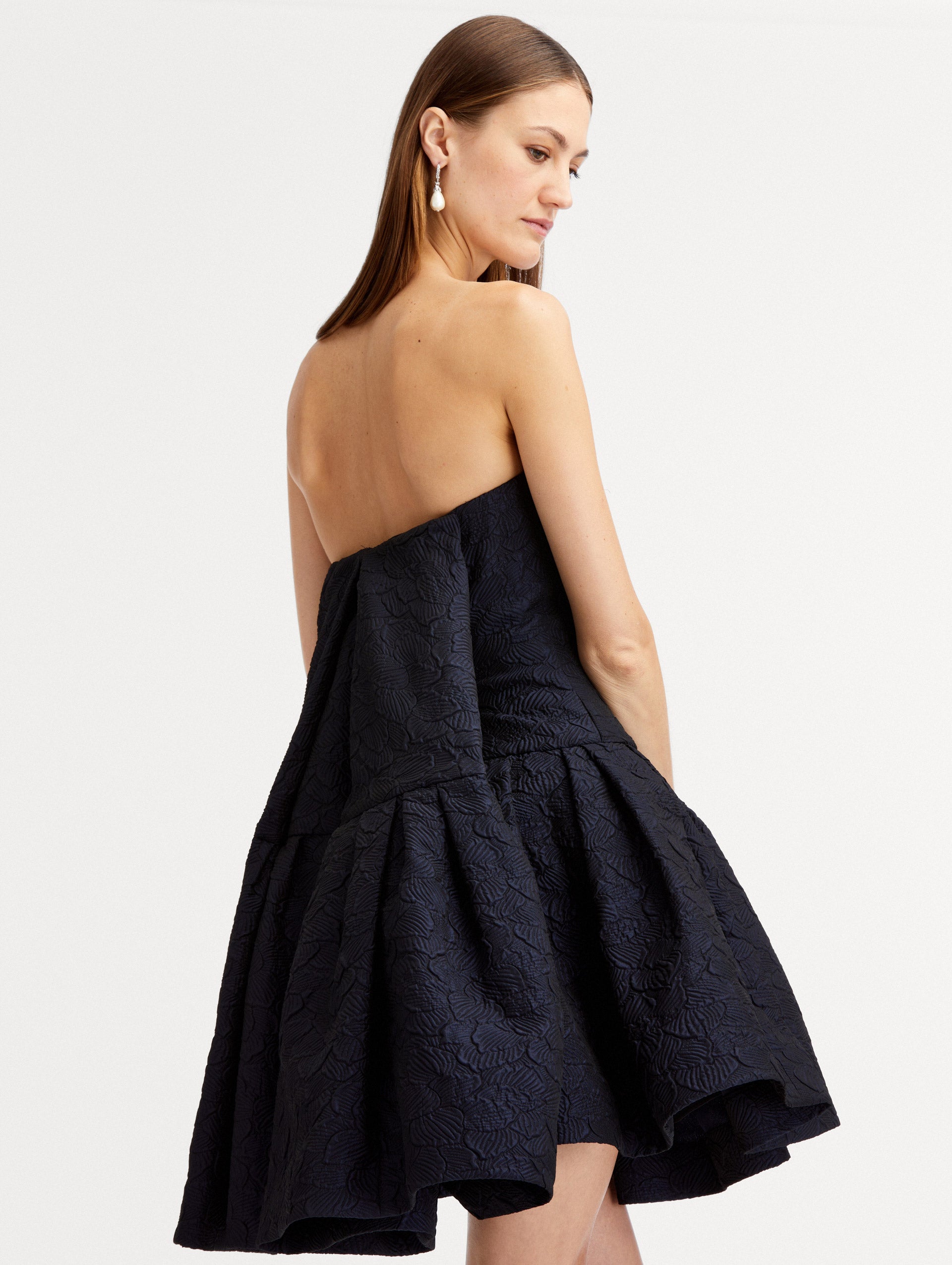 Textured Floral Cloqué Cape Back Dress for Women - Elegant Party & Evening Gown for Weddings, Prom & Special Occasions