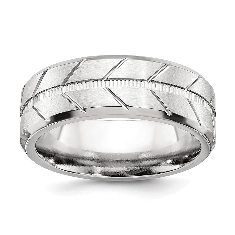 Cobalt Brushed & Polished Beveled 8mm Wedding Band Ring - Size 9 Jewelry Gift for Women, Anniversary, Engagement & Special Occasions