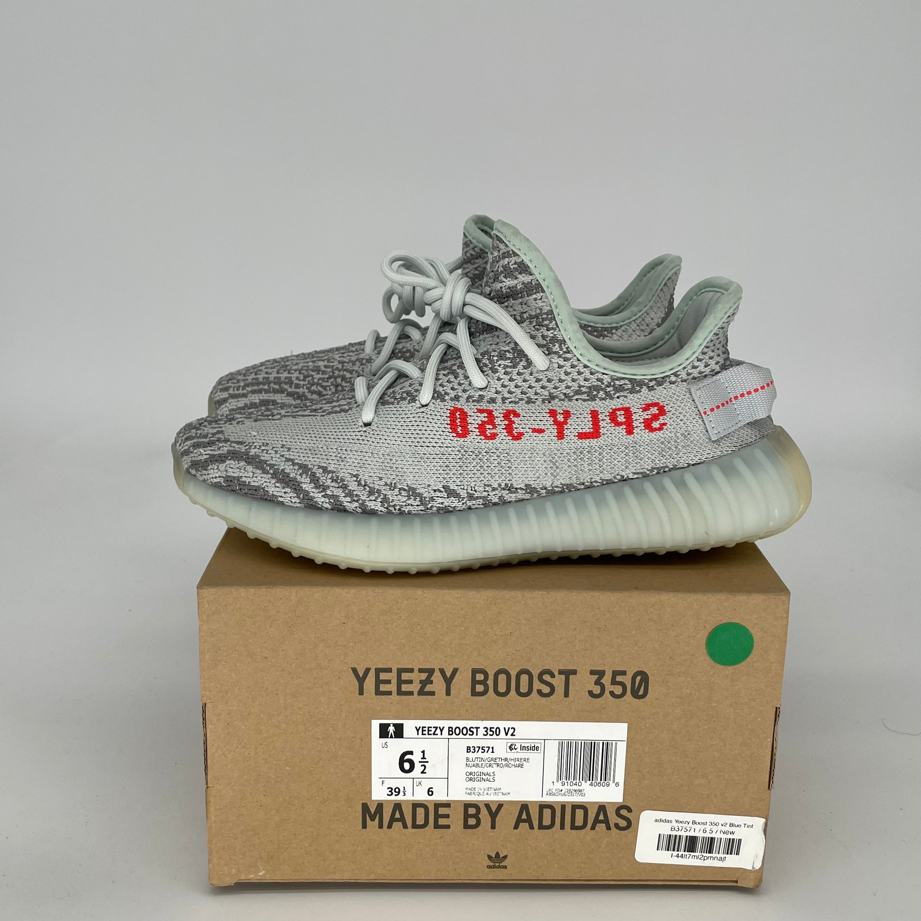 Adidas Yeezy Boost 350 V2 Blue Tint Sneakers - Men's Size 6.5 (B37571) | Comfortable Running Shoes for Casual Wear & Gym Workouts