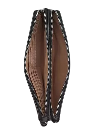 Coach Double Zip Wallet for Women & Men | Genuine Leather Crossbody Wallet | Perfect for Travel, Shopping & Everyday Use
