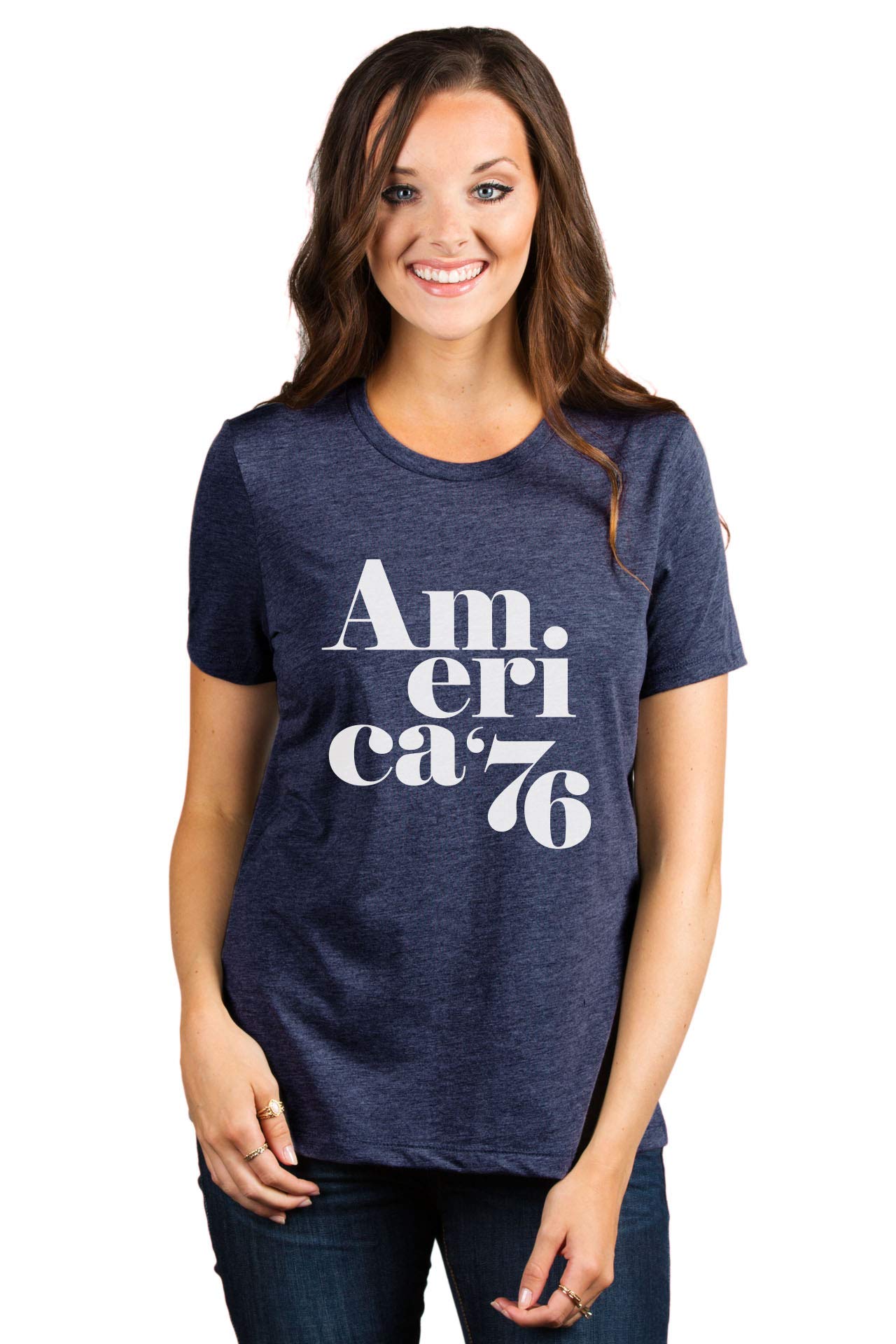 Thread Tank America Women's Fashion Relaxed Fit T-Shirt - Casual Comfort Tee for Everyday Wear, Lounge & Outings