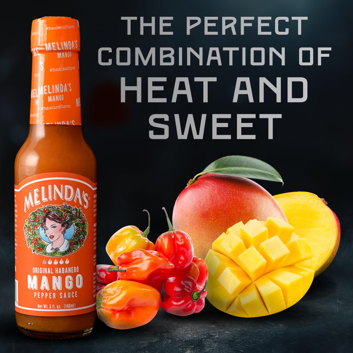 **Mango Habanero Hot Sauce - 5oz Bottle (Pack of 6) | Sweet & Spicy Pepper Sauce for Wings, Tacos, Burgers & More | All-Natural Ingredients | Includes Free Golden Spoon | Perfect for BBQ, Parties & Gifting**