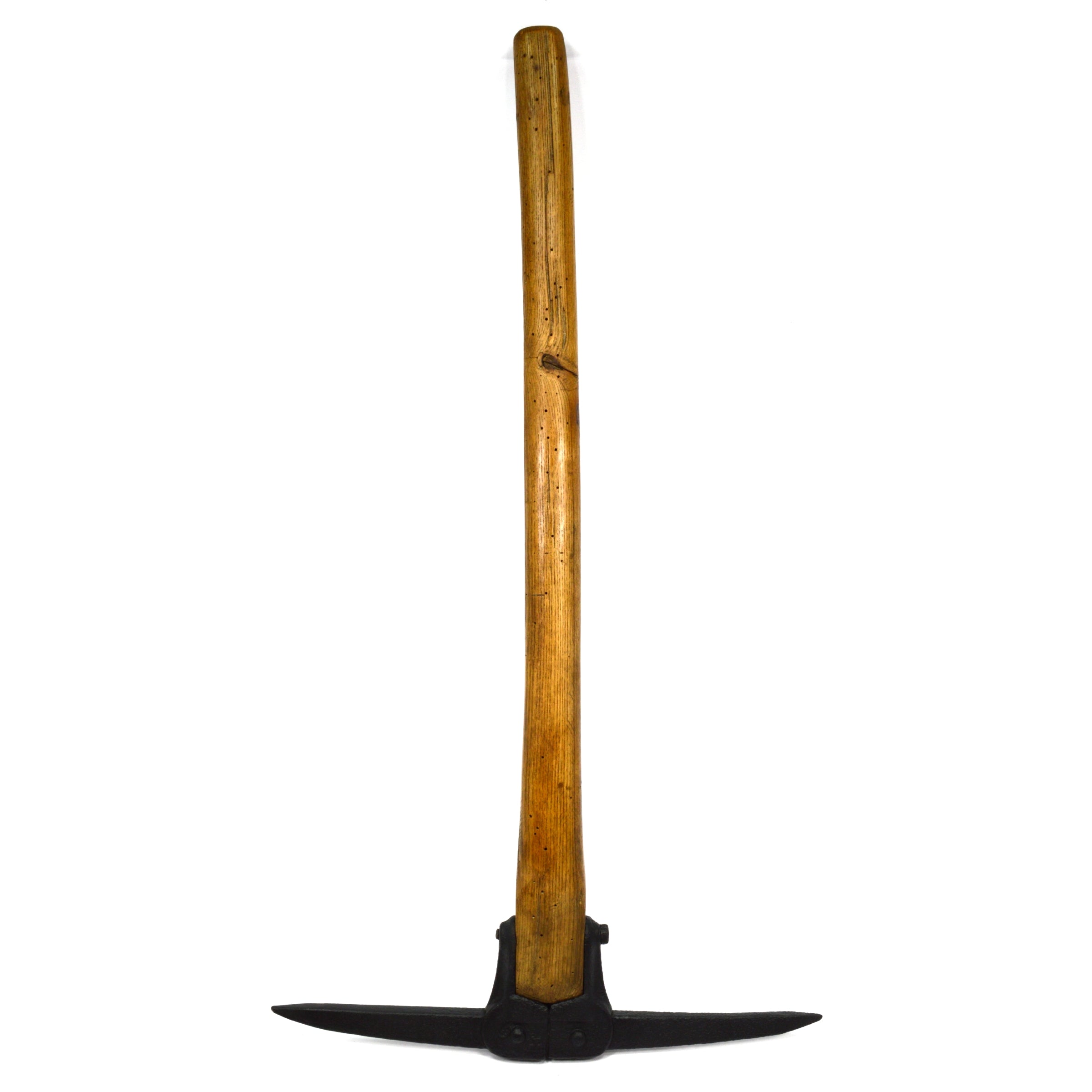 Antique Miner's Pick Axe with Unique Eyeless & Strapped Head - Rare Restored Collectible for Mining Enthusiasts & Historical Reenactments