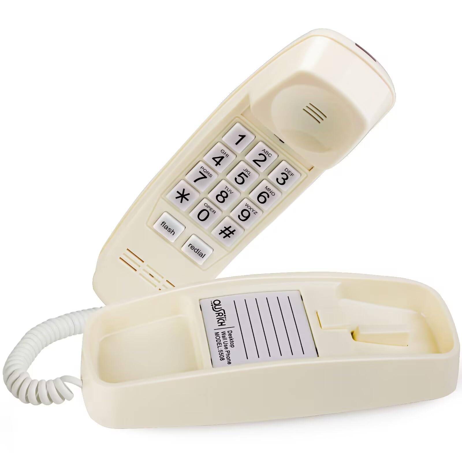 **Vintage Retro Wall Phone with Big Button Lighted Keypad - No AC Power Required, Loud Visual Ringer, Redial & Volume Control - Corded Landline Phone for Home, Office & Seniors - Perfect for Vintage Décor & Easy Elderly Use**