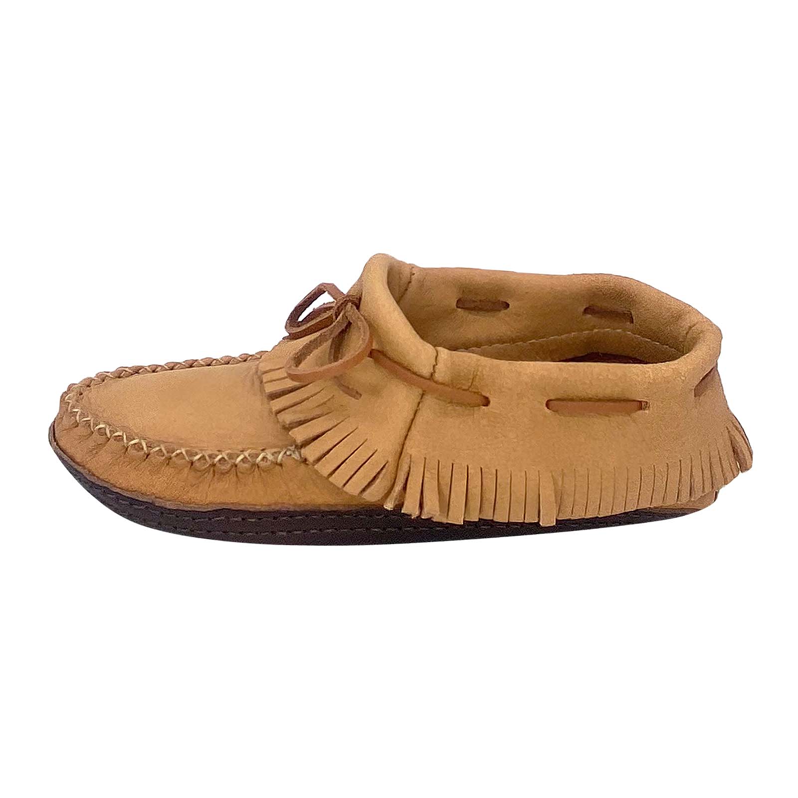 Women's Fringed Moose Hide Earthing Moccasins - Soft Leather Comfort Shoes for Indoor/Outdoor Wear - Perfect for Yoga, Meditation & Relaxation at Home