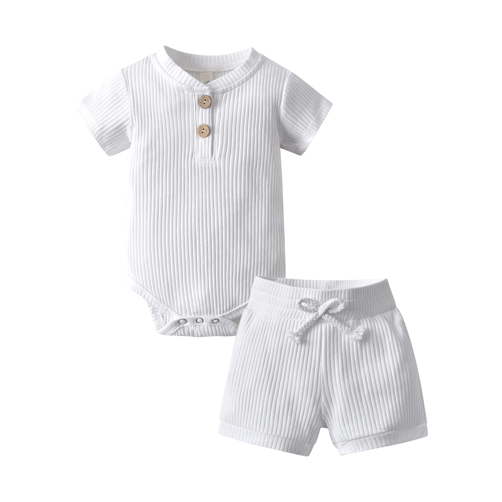 Newborn Baby Boy Summer Outfit - Short Sleeve Solid Color Romper & Pant Sets | Soft Cotton Infant Clothes for Playtime & Outdoor Activities