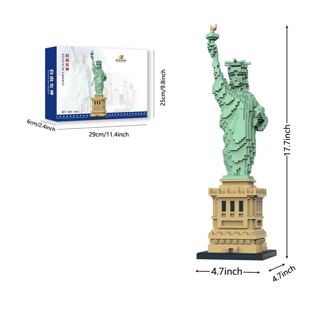 Liberty Enlightened USA Statue of Liberty Micro Mini Building Blocks Set - Creative Construction Toy for Kids & Adults - Perfect for History Lovers, STEM Learning & Collectible Display