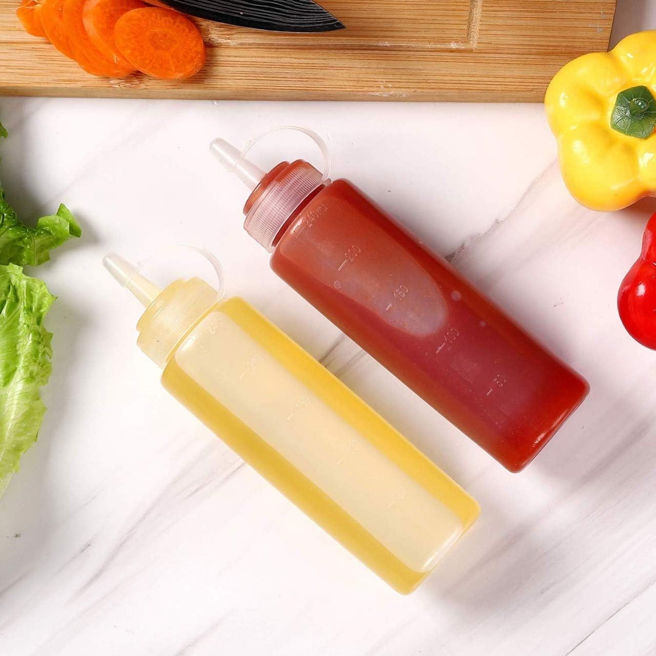 GLIVE Plastic Bottle Condiment Dispenser - 360ml (12oz) Squeeze Bottle for Sauces, Oil, Ketchup, Mustard & Salad Dressing - Perfect for Kitchen, BBQ, Restaurants & Home Cooking