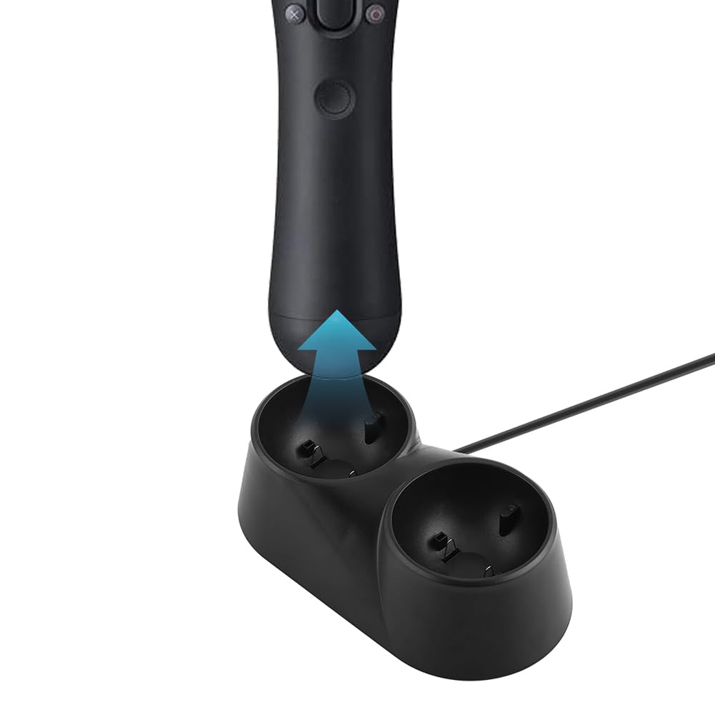 PS4 VR Move Controller Charging Station - Fast Dual USB Charger Dock for PlayStation 4 with Mini Stand & USB Cable - Compatible with Move Motion Controllers & VR Accessories - Perfect for Gaming, Virtual Reality Sessions & Multiplayer Setups