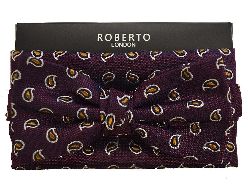Elegant Slim Silk Bow Tie and Pocket Square Set - Perfect for Weddings, Prom, and Formal Events - LA Smith Plum Collection