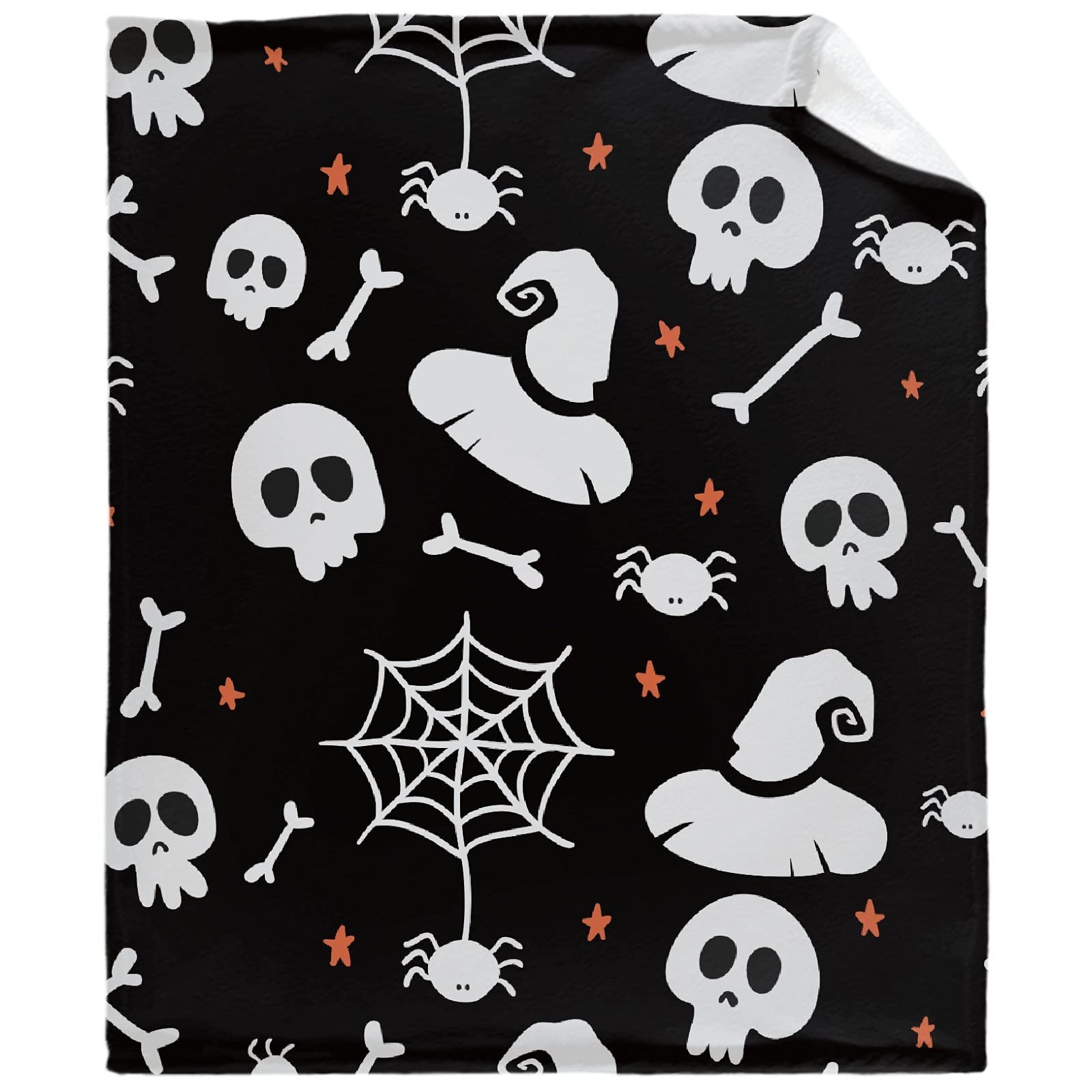 Halloween Spider Throw Blanket - Soft Flannel Fleece Velvet Plush, Personalized Cozy Fuzzy Warm Blanket 90