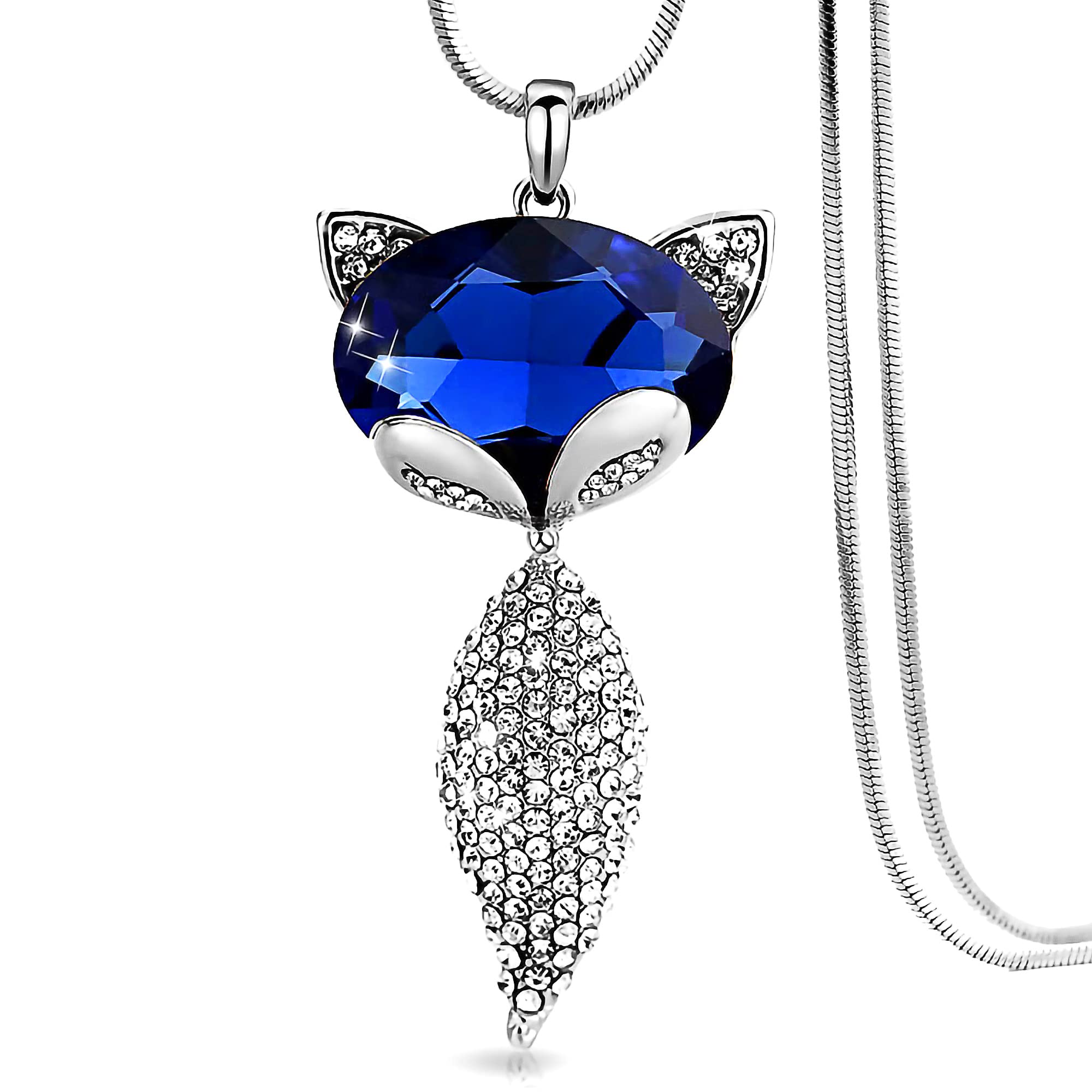 Trendy Women's Rhinestone Long Pendant Silver Necklace - Elegant Crystal Chain Tassel Lariat Statement Jewelry for Sweater Outfits | Perfect for Parties, Date Nights & Office Wear