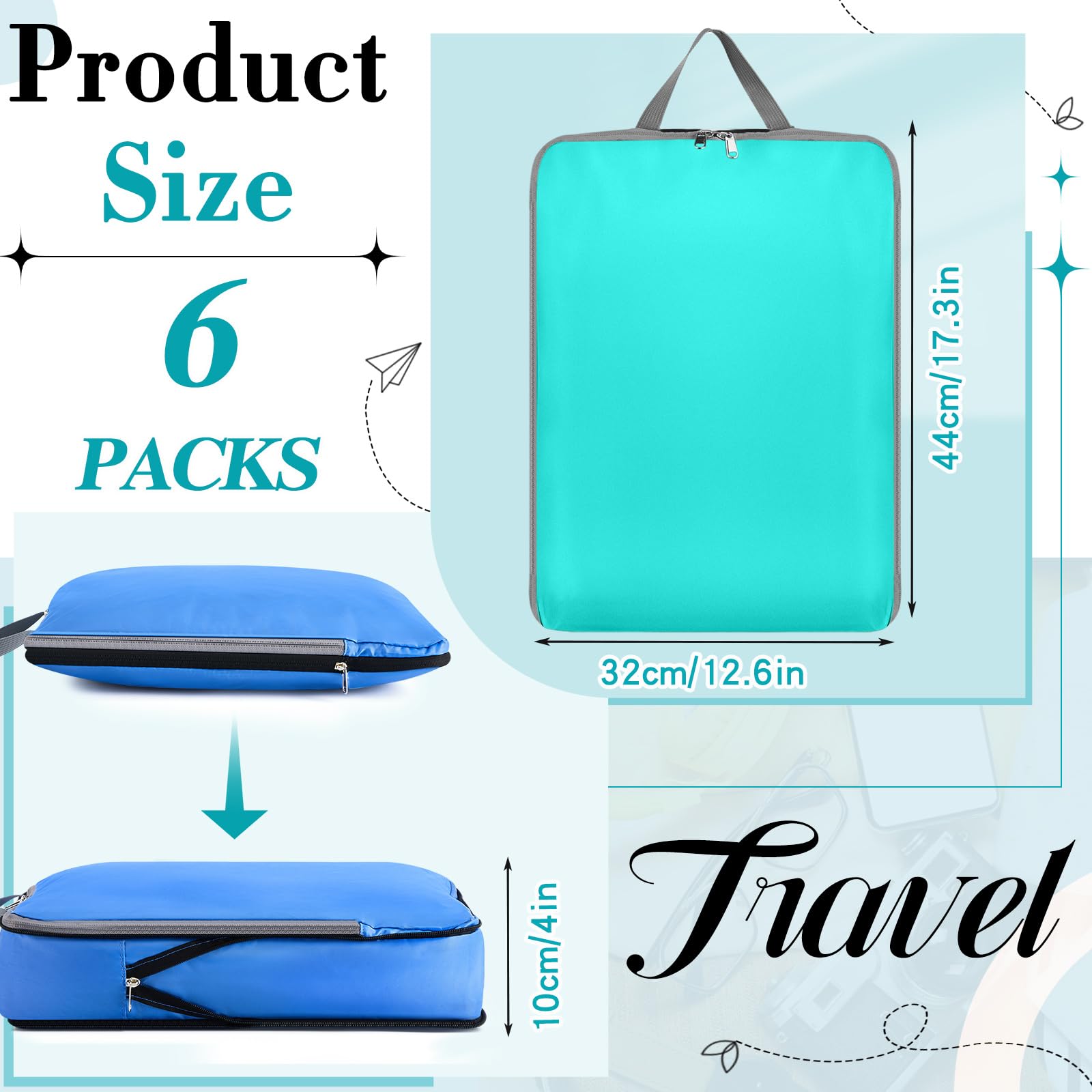 Hosuly 6-Pack Large Compression Packing Cubes - Expandable Travel Organizers for Luggage (17.3 x 12.6 Inches, Colorful) | Perfect for Suitcases, Backpacks & Closet Storage