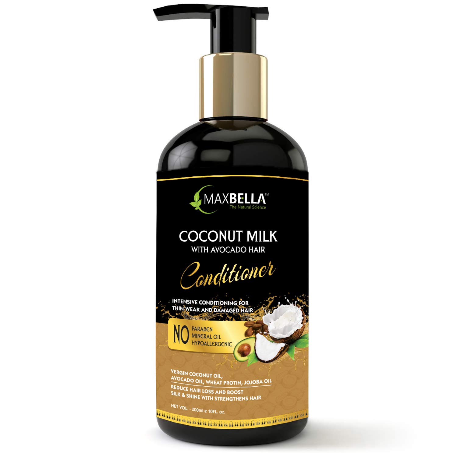 MAXBELLA® Coconut Milk & Avocado Hair Conditioner - Nourishing, Hydrating Treatment for Silky, Shiny & Strong Hair - Paraben & Mineral Oil Free - 300ml - Perfect for Daily Hair Care & Damaged Hair Repair (For Men & Women)