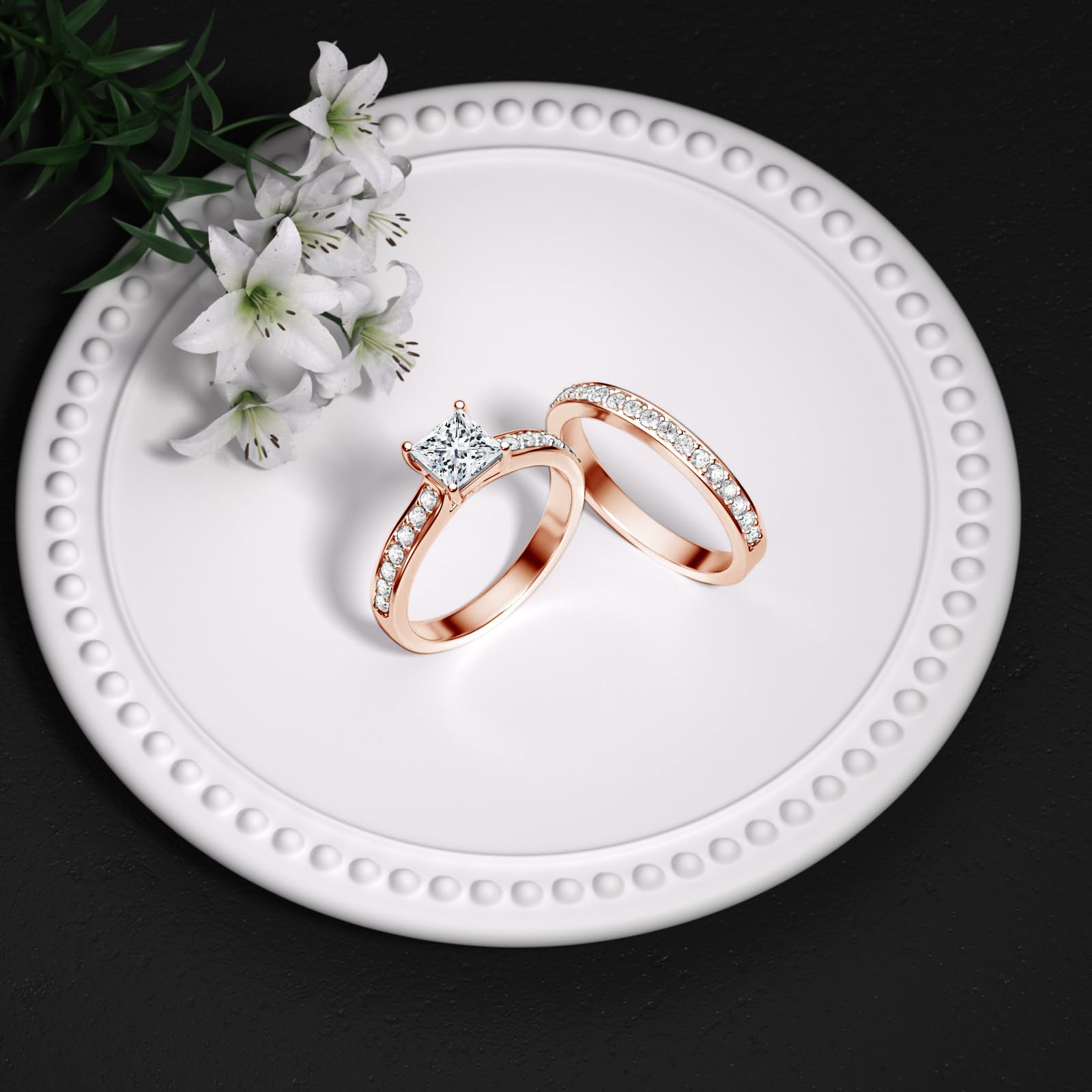 Moissanite Engagement Ring Set for Women - 2cttw D Color VVS1 Princess Cut Wedding Band Bridal Set in 925 Sterling Silver | Perfect for Proposals, Anniversaries & Bridal Jewelry