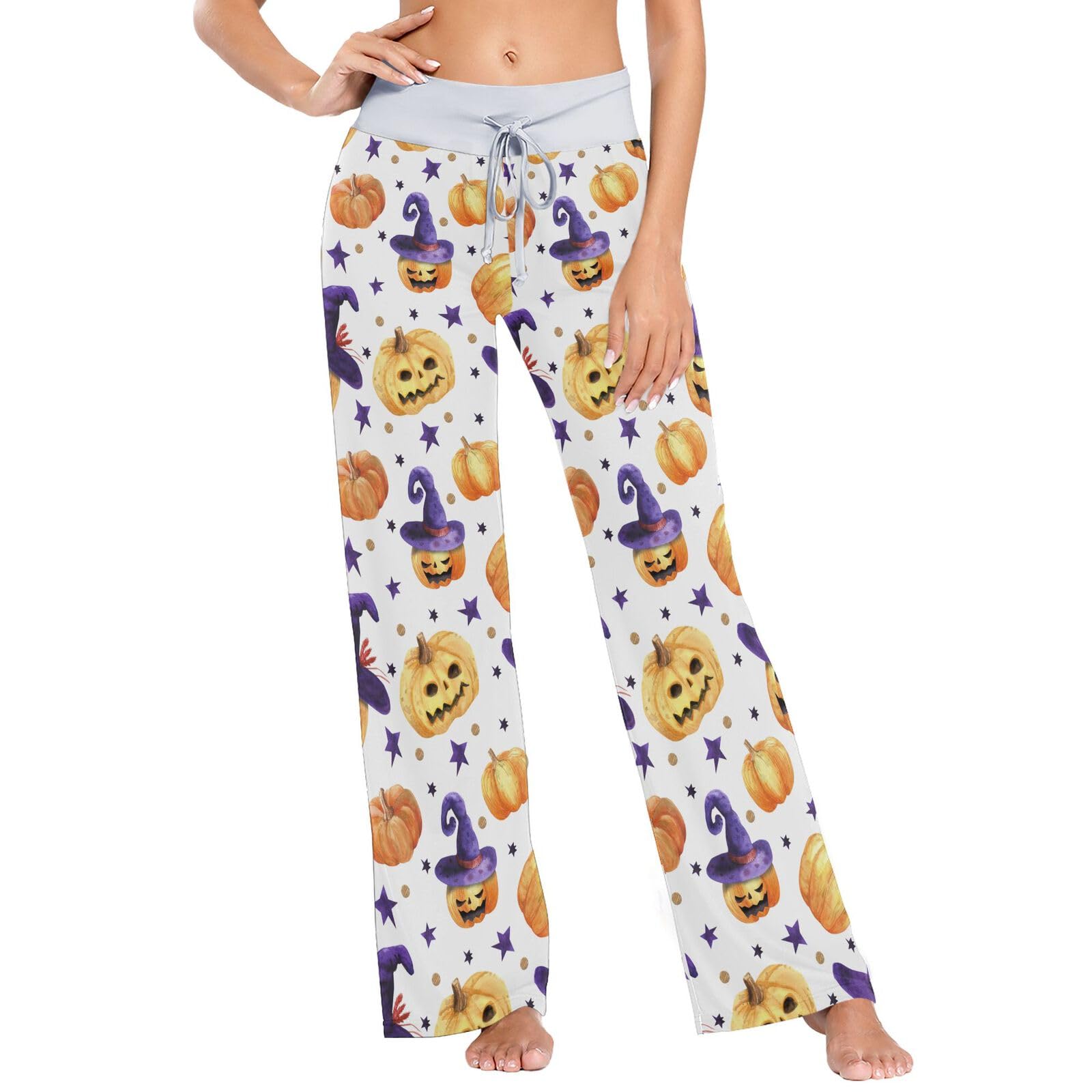 Ollabaky Women's Halloween Pajama Pants - Soft Wide Leg Sleep & Lounge Pants for Women - Cozy Nightwear for Halloween Parties, Sleepovers and Relaxing at Home