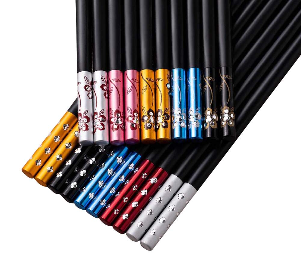 10 Pairs Reusable Alloy Chopsticks Set - Durable Dinnerware for Home & Restaurant Use | Elegant Tableware for Asian Cuisine, Sushi, Ramen & Family Gatherings