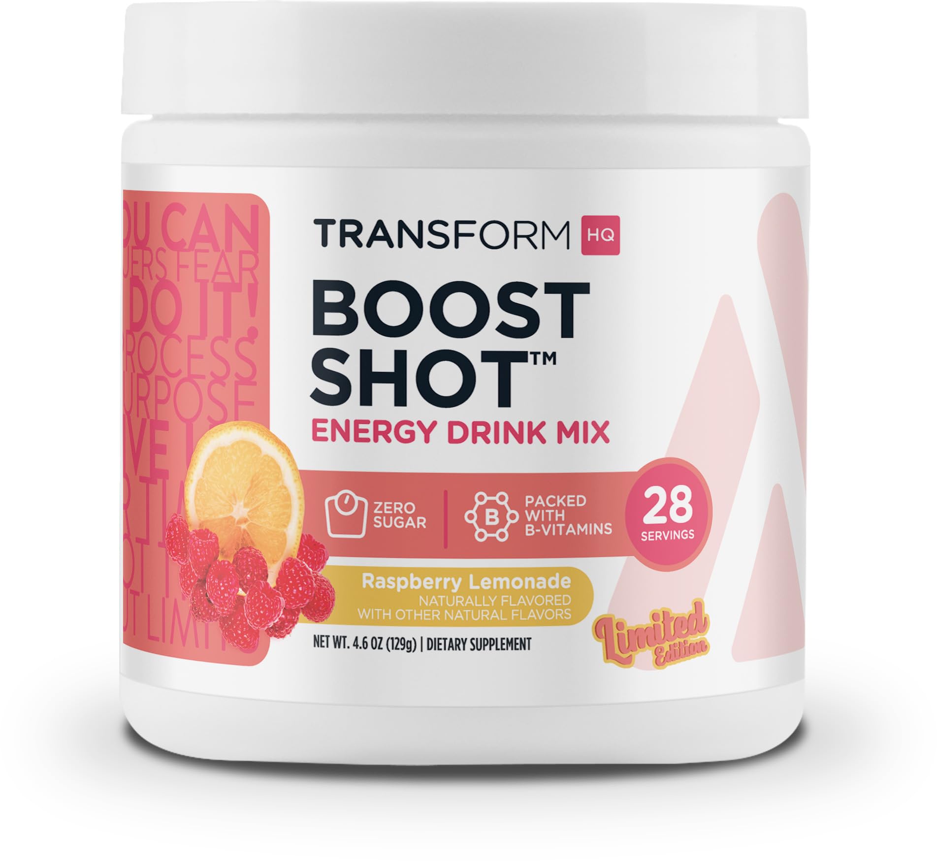 TransformHQ Everyday Boost Shot - Non-GMO, Gluten-Free Energy Supplement (Raspberry Lemonade Flavor, 28 Servings) | Natural Immune Support for Workouts, Travel & Daily Energy Boost