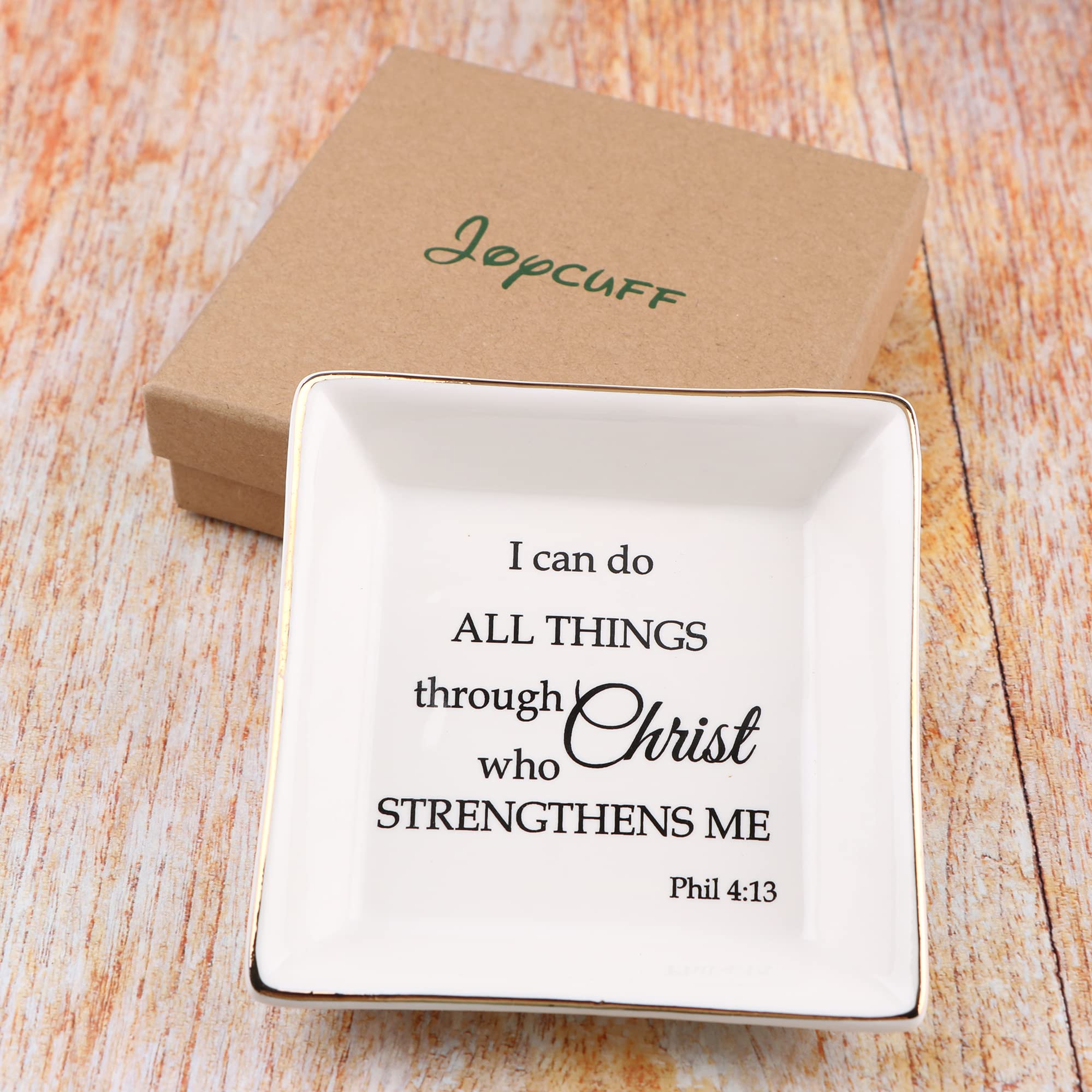 JoycuFF Inspirational Christian Jewelry Gift Set - Religious Trinket Dish Tray for Women & Teens - Perfect for Birthdays, Thanksgiving & Christmas - Bible Verse Home Decor & Faith-Based Gift Idea