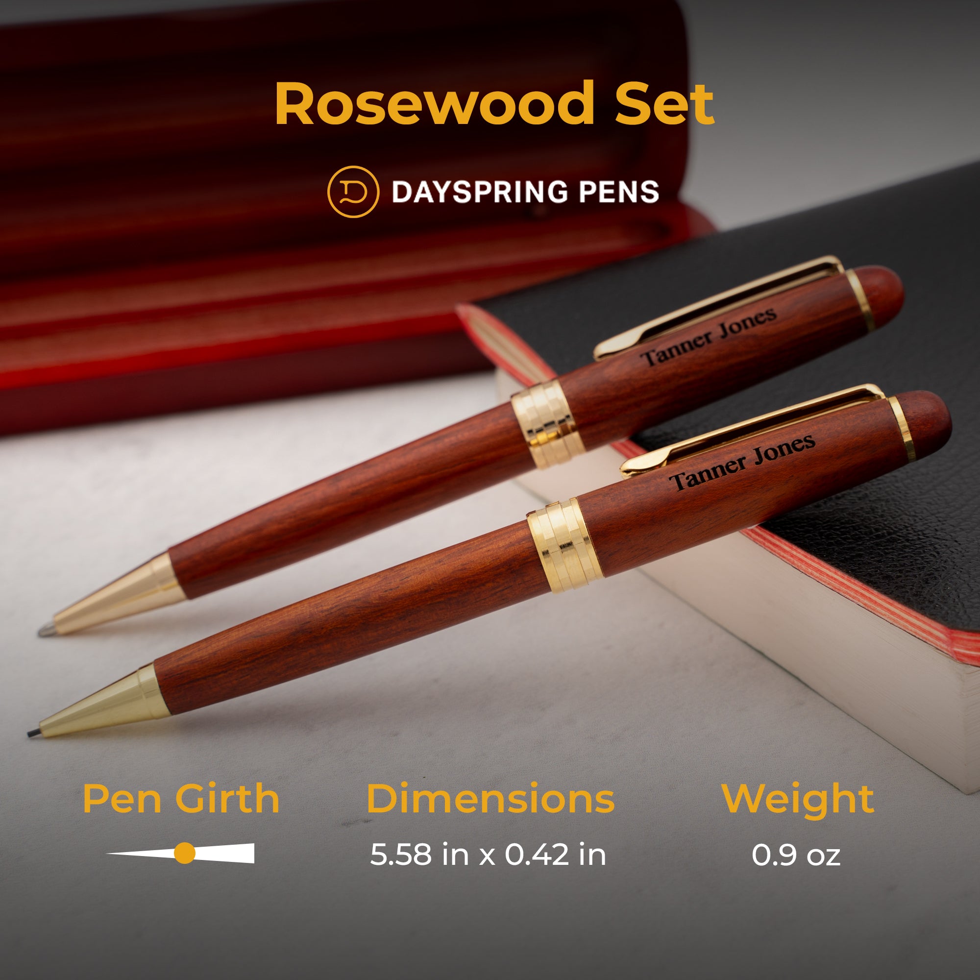 Premium Rosewood Pen and Pencil Gift Set - Elegant Wooden Writing Instruments for Professionals, Students & Writers - Perfect for Office, School & Special Occasions