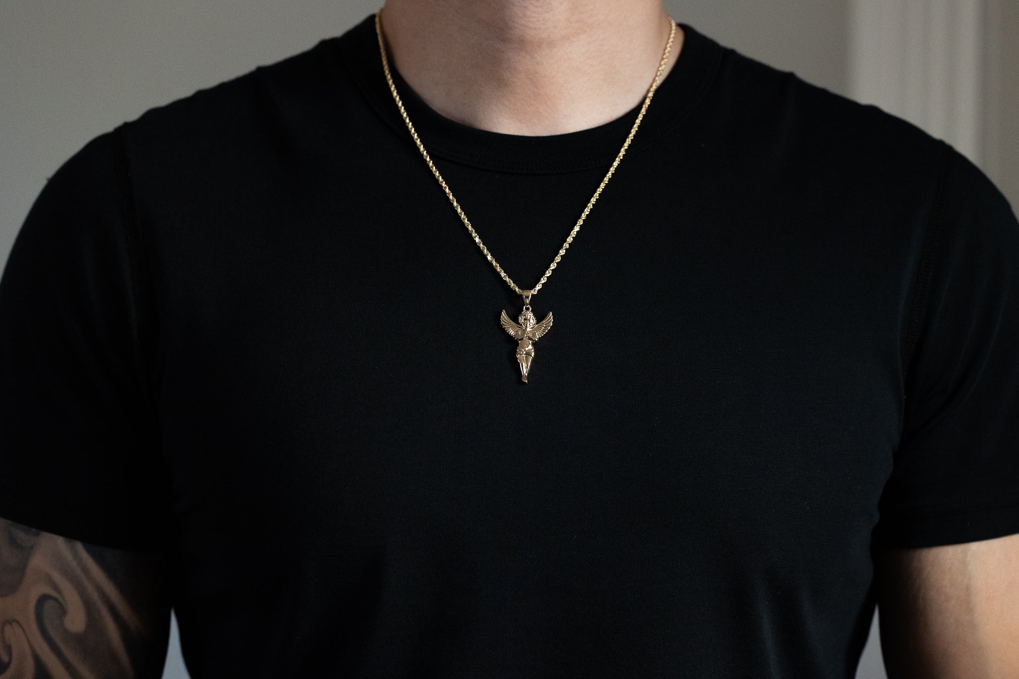 Gold Large Praying Angel Pendant PT2630 - Elegant Religious Jewelry for Women, Perfect for Gifts, Church & Special Occasions