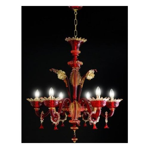 Imperial 6-Light Chandelier in Antique Red Oro Finish - Elegant Dining Room & Living Room Lighting Fixture for Home Decor