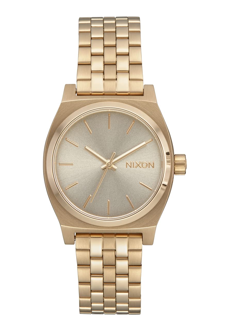 Nixon Medium Time Teller A1130 Women's Watch - 31mm Stainless Steel Case, 100m Water Resistant, Date Display | Perfect for Swimming, Diving & Everyday Wear