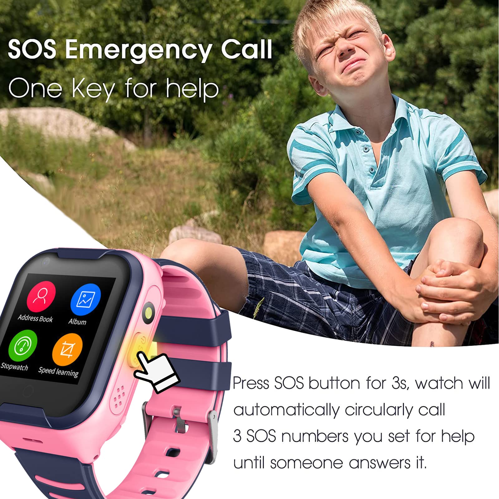 4G GPS Kids Smart Watch - Waterproof Touch Screen Smartwatch with GPS Tracker, Video Call, Camera, SOS Alarm & Pedometer - Real-Time Location Tracking for Boys & Girls - Perfect Gift for Birthday & Outdoor Activities (Pink)