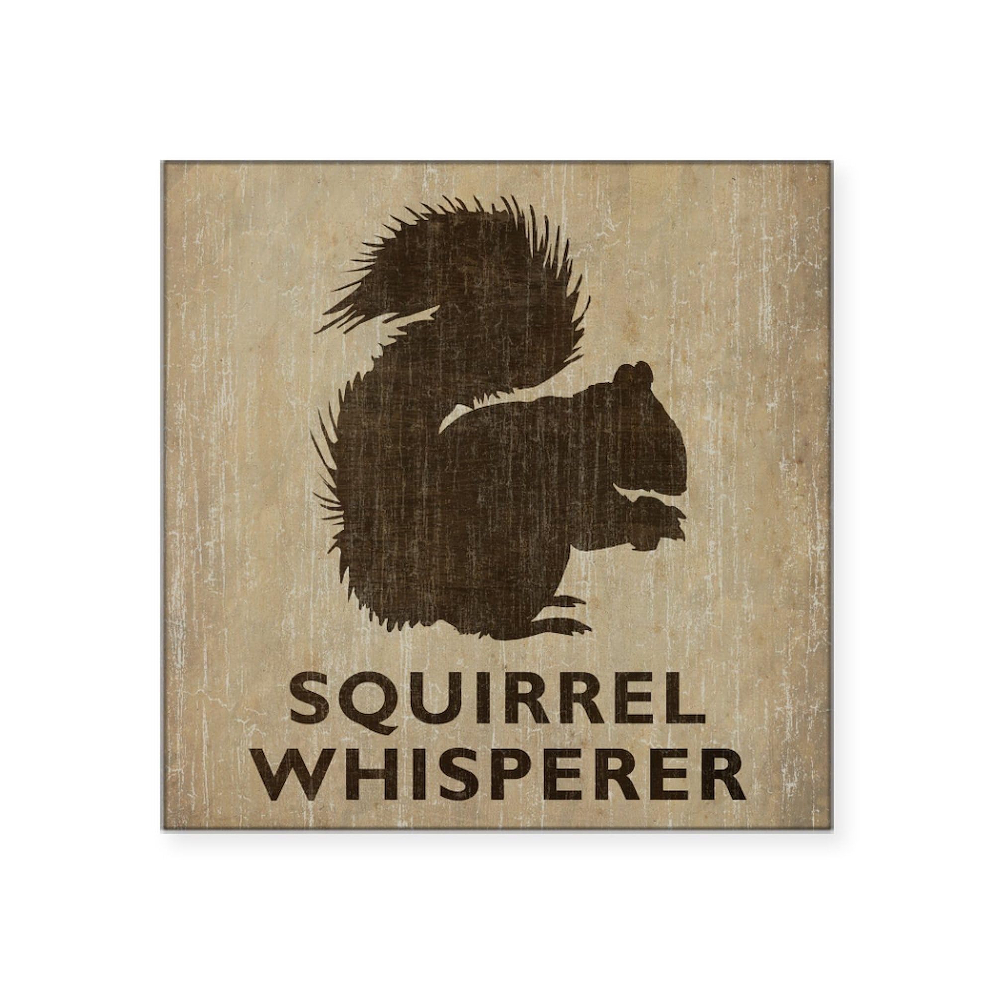 Vintage Squirrel Whisperer 3x3 Inch Square Bumper Sticker - Waterproof Car Decal for Windows, Laptops & Coolers - Funny Animal Lover Gift for Nature Enthusiasts
