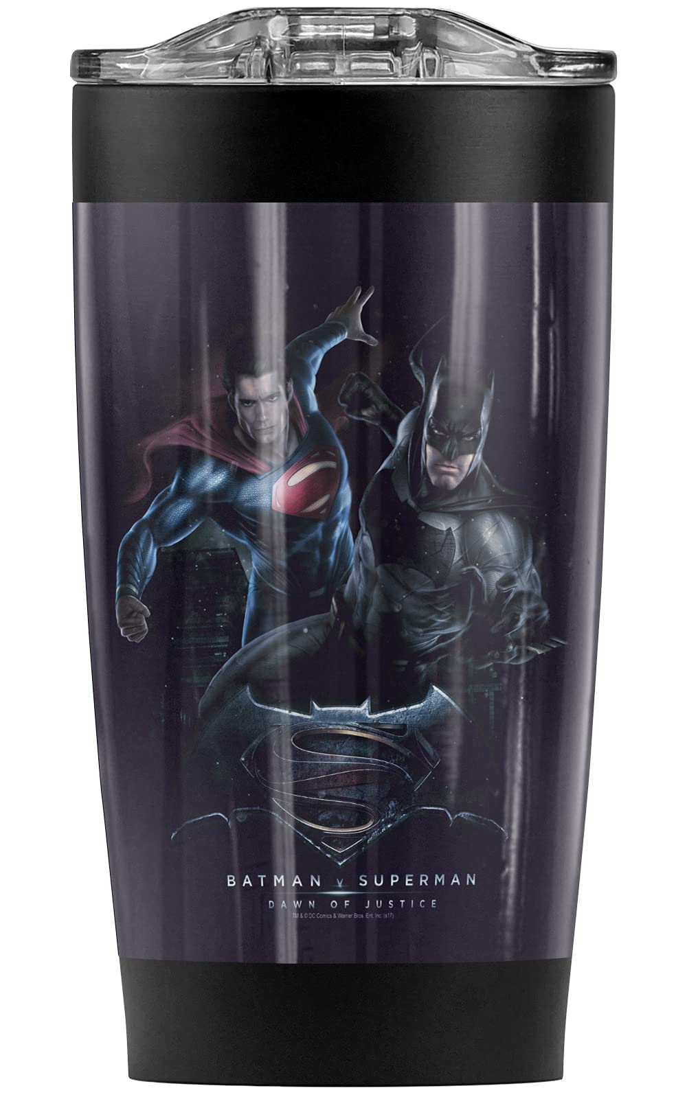 Batman vs Superman Stainless Steel Tumbler 20oz - Vacuum Insulated Double Wall Coffee Travel Mug with Leakproof Sliding Lid - Keeps Drinks Hot/Cold for Hours - Perfect for Office, Gym, Camping & Road Trips