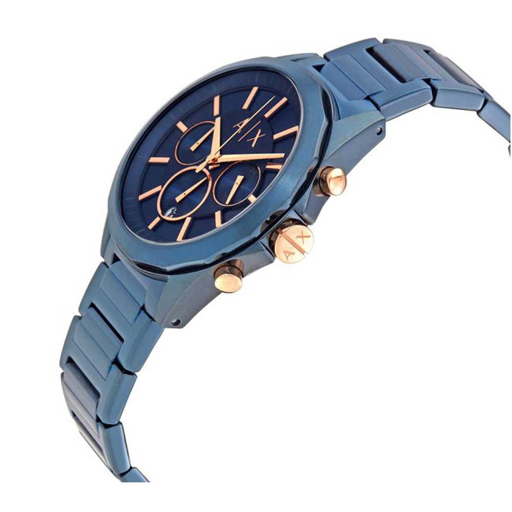 ARMANI EXCHANGE AX2607 Men's Chronograph Watch - Blue Stainless Steel Band, Water Resistant, Date Display | Perfect for Business, Casual Wear & Special Occasions