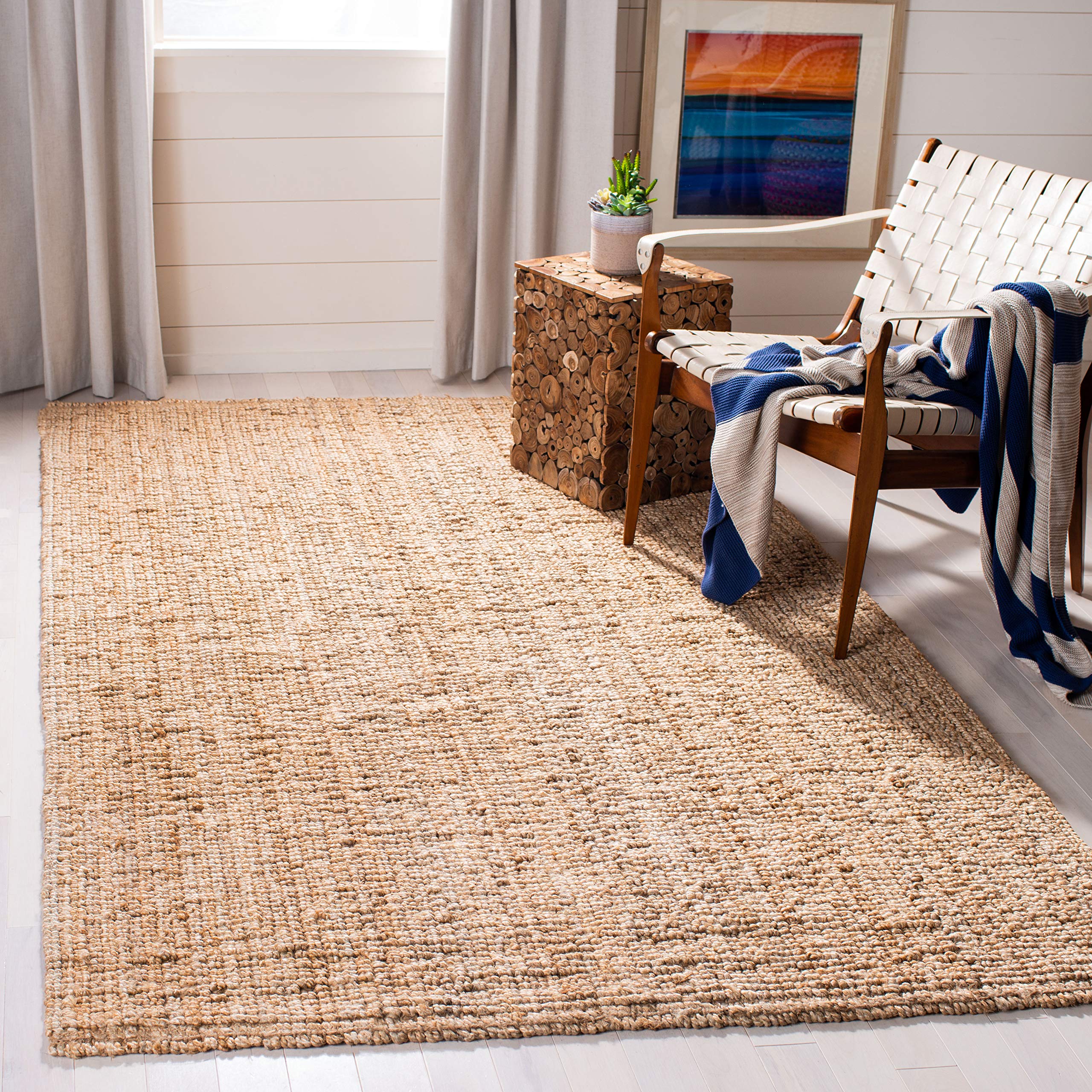SAFAVIEH Handmade Jute Area Rug 6' x 9' - Natural Fiber Farmhouse Rug in Beige (NFB119B) for Living Room, Bedroom & High Traffic Areas | Eco-Friendly Home Decor for Cozy Spaces