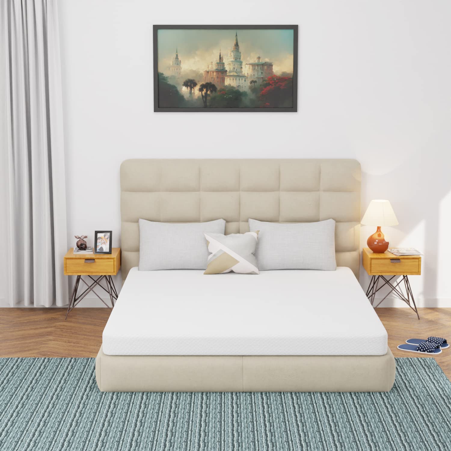 5 Inch Queen Memory Foam Mattress with Cooling Gel & Green Tea Infusion - Medium Firm, CertiPUR-US Certified, Bed-in-a-Box, Pressure Relieving - Perfect for Hot Sleepers & Back Pain Relief - Queen Size, White