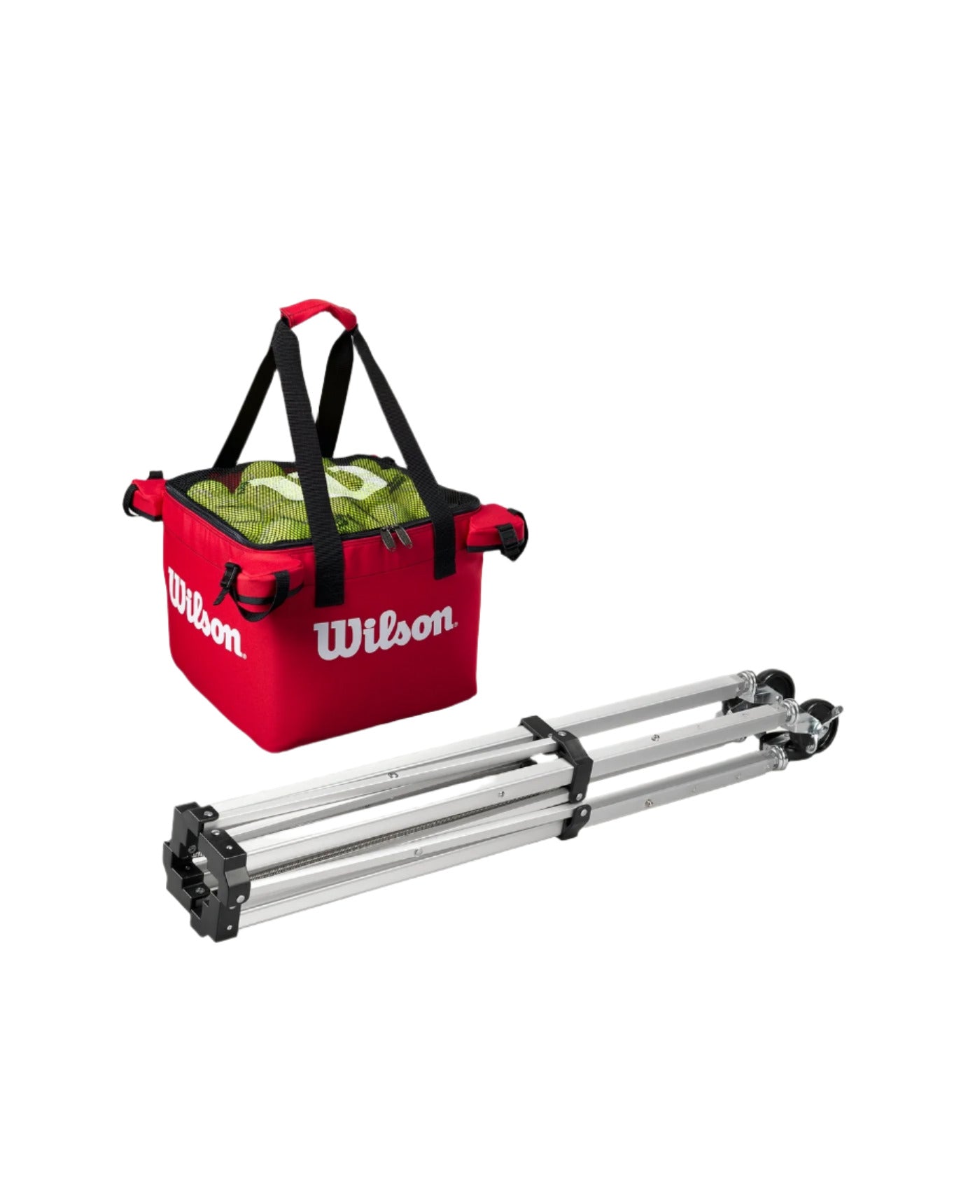 Wilson Tennis Teaching Ball Cart with Red Bag - Portable Tennis Ball Hopper for Practice & Training - Perfect for Coaches, Players & Tennis Lessons