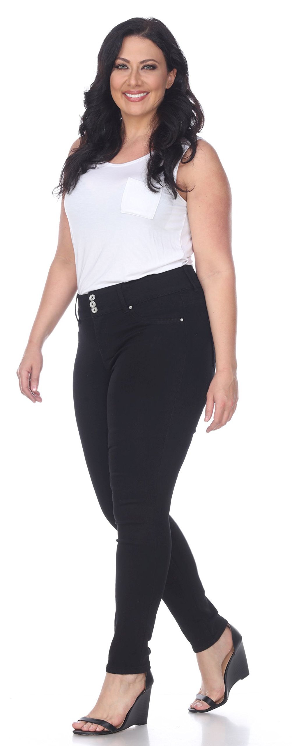 Plus Size Stretchy Slimming Black Denim Jeans for Women - Comfortable High Waist Skinny Jeans for Casual Wear & Everyday Outfits