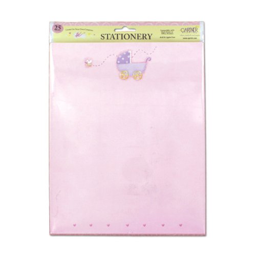 24 Pack Pink Baby Shower Stationery Set with Baby Carriage Design - Perfect for Baby Showers, Gender Reveals & Newborn Celebrations