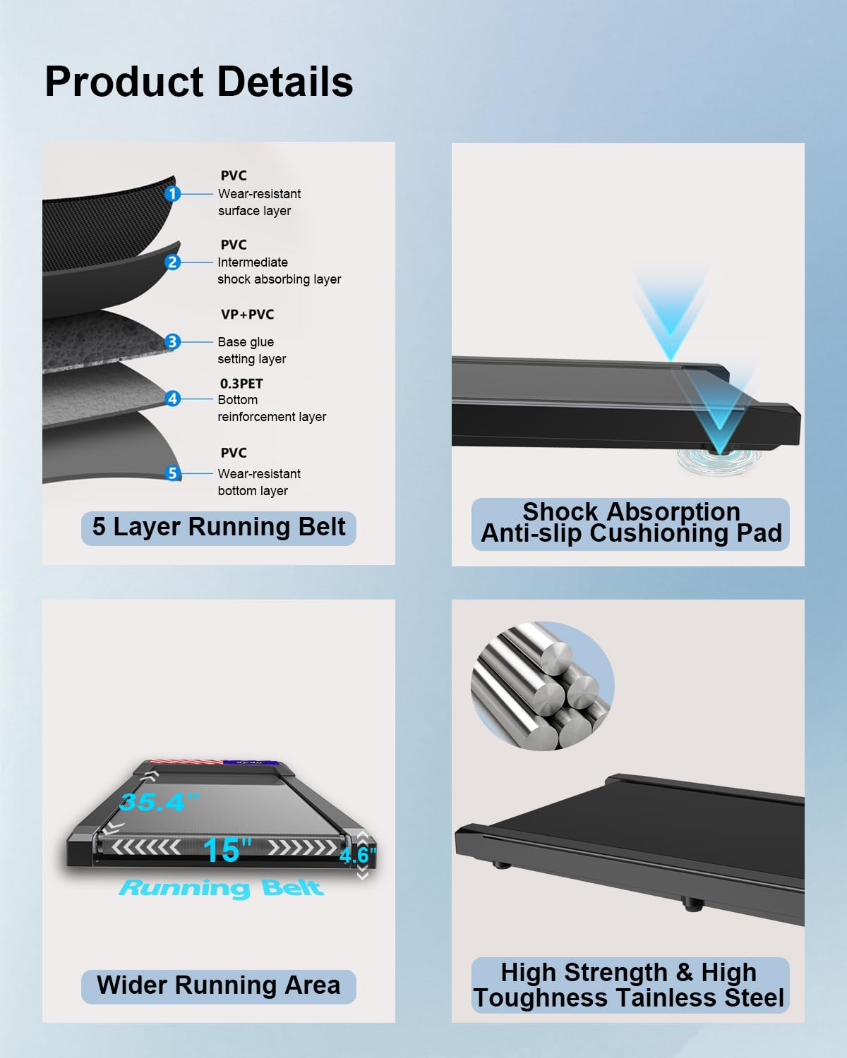 Under Desk Treadmill - 2.5HP Walking Pad Treadmill for Home & Office, 265 lbs Weight Capacity, Low Noise Jogging & Running Machine - Perfect for Small Spaces, Work from Home & Light Exercise