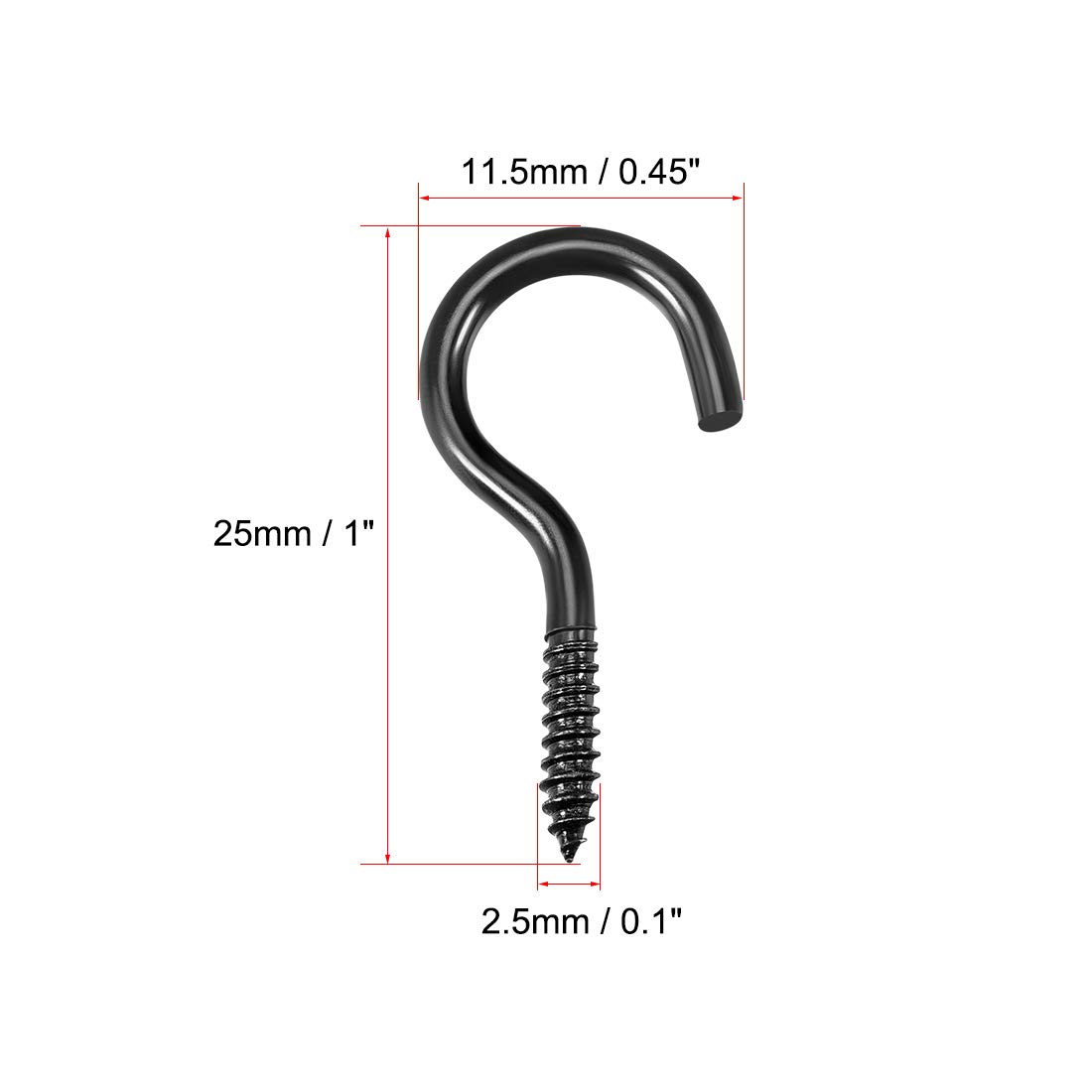 uxcell 1 Inch Black Screw Eye Hooks - 30pcs Self Tapping Screw-in Hanger Rings for Hanging Plants, Wind Chimes & Home Decor