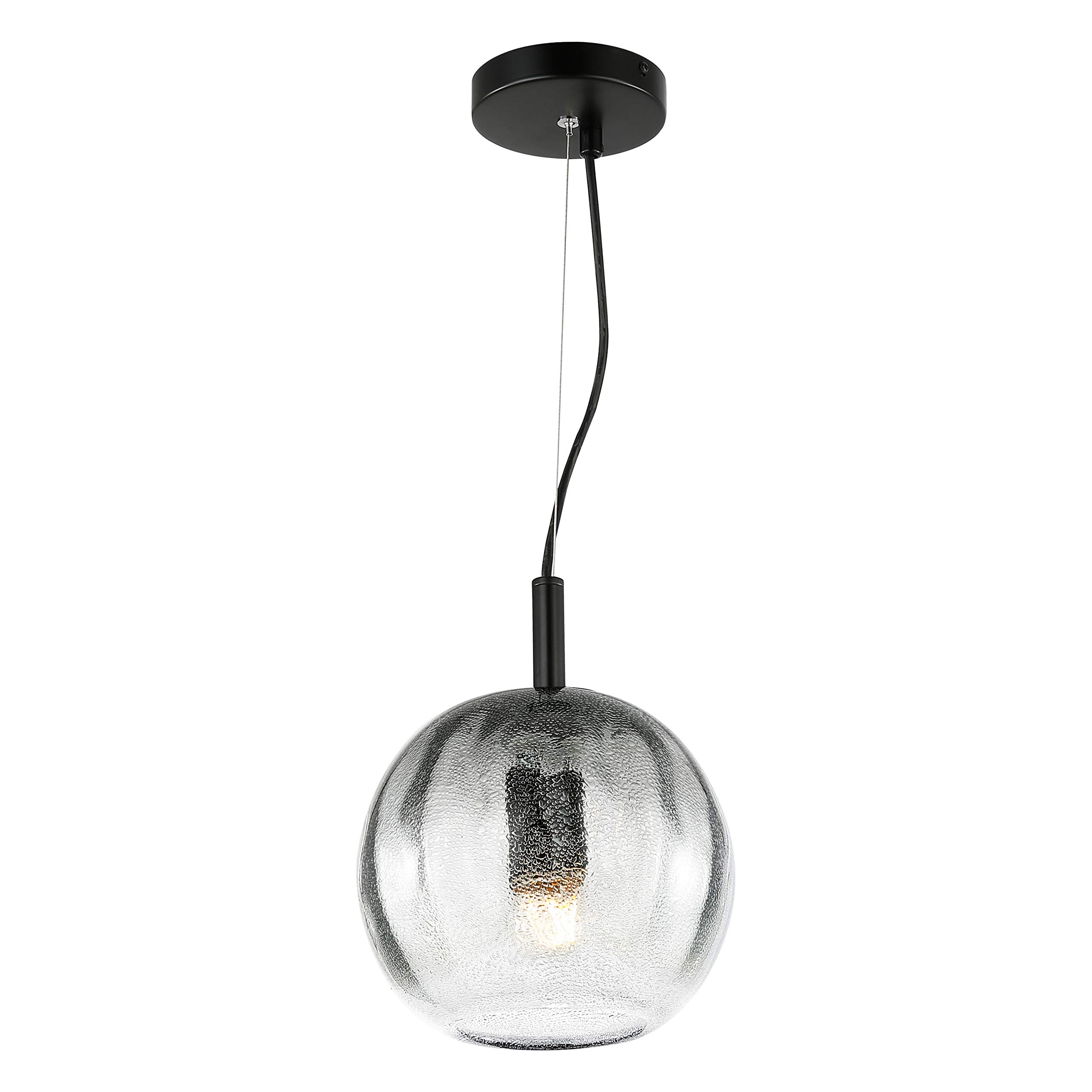 Light Society LS-C380-SMK Ravello Pendant Light Fixture - Smokey Glass Shade - Modern Ceiling Lighting for Dining Room, Kitchen Island & Bedroom Decor