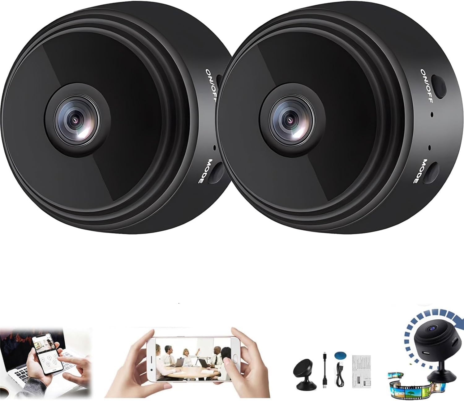 Pixielens Pro & Minipix Magnetic Mini Security Camera Set - 1080p HD Wireless Indoor/Outdoor Home Surveillance (2 Pack) - Perfect for Baby Monitoring, Pet Watching, and Front Door Security