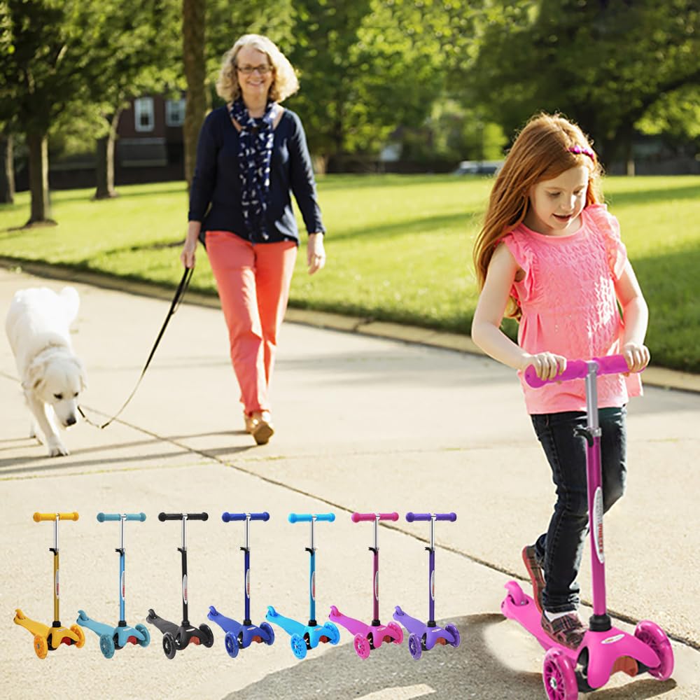Deluxe ChromeWheels 3-Wheel Scooter for Kids Ages 3-6 - Adjustable Height Kick Scooter with LED Lights & Lean-to-Steer Design - Perfect for Boys & Girls Outdoor Play, Park Rides & Neighborhood Fun