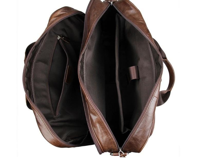 Premium Brown Leather Laptop Briefcase for Men - Large Business Bag with Shoulder Strap - Perfect for Office, Travel & Commuting