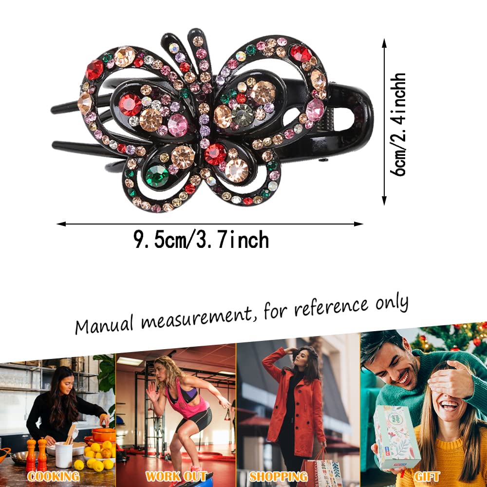 Yusier 4PCS Floral Rhinestone Butterfly Hair Clips - Elegant Ponytail & Duckbill Hair Clips for Women, Perfect for Weddings, Parties & Everyday Styling