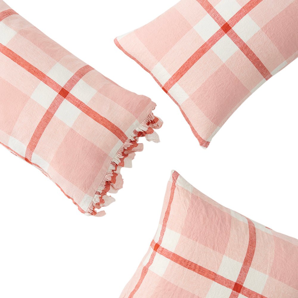 100% Linen Floral Ruffle Pillowcase Set - 2 Pack Breathable & Soft Bedding for Home Decor, Guest Room & Cozy Bedroom Aesthetic